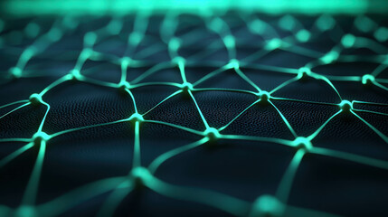 Wall Mural - abstract network structure with glowing nodes and dark background for technology illustrations
