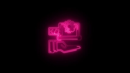 Application development and coding neon illustration animation on black background