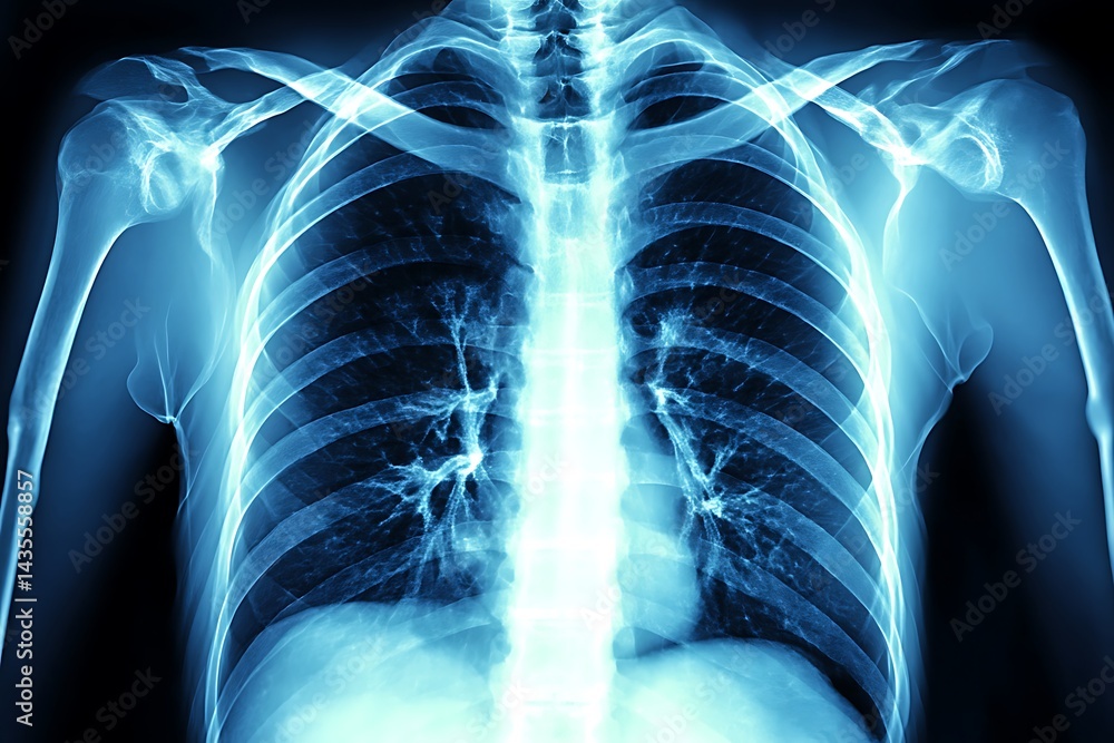 X Rays Example Chest XRay Anatomy Showing Ribs Spine Lungs Shoulders Medical ...