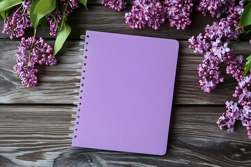 notebook with lavender flowers