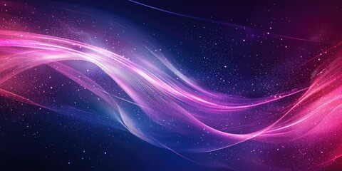 Wall Mural - abstract molecular medical background with floating atoms and light streaks