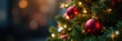 © somsak - Glittering Christmas tree, ornaments, twinkling lights, festive bokeh , festive, white, gold