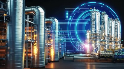 Wall Mural - a smart industrial zone featuring a mix of ai, iot, and automation