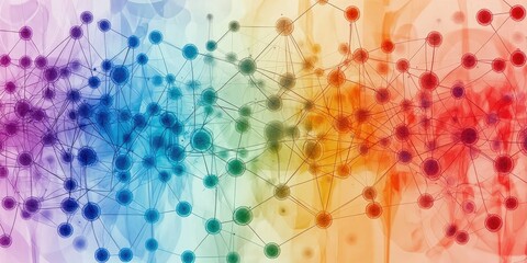 Wall Mural - modern abstract molecular connections over a science-themed gradient