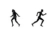 © nidrarani - Female Silhouette Runners In Motion Jogging And Sprinting Black And White Graphics