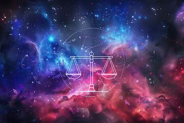 Wall Mural - abstract composition with concept of libra zodiac sign symbol