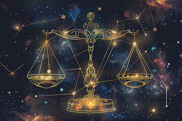 Wall Mural - abstract composition with concept of libra zodiac sign symbol