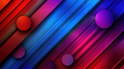 Wall Mural - Colorful abstract design with diagonal stripes and circles, dynamic background