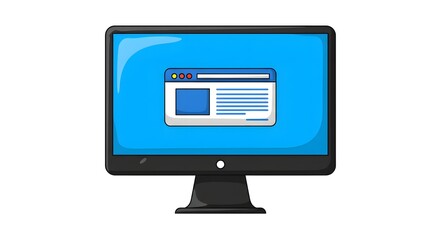 Desktop computer with browser window for website design and development vector illustration graphic design