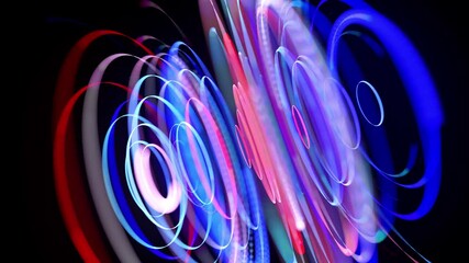 Wall Mural - light flow in ring structure, bg in 4k. abstract looped background with light trails, stream of red 