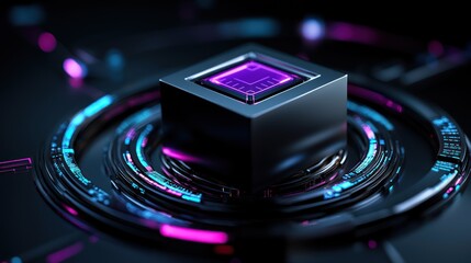 Wall Mural - futuristic cpu chip on a technology interface