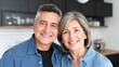© Tida - Happy Hispanic Couple Portrait - A smiling middle-aged Hispanic couple, love, togetherness, family, happiness. Symbolizing mature love, lasting relationships, family bonds, and joyful companionship