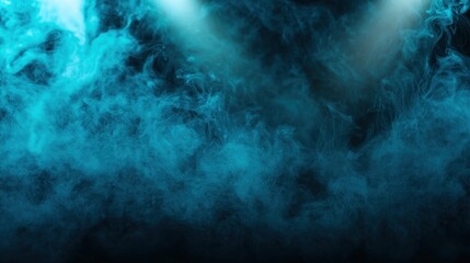 Canvas Print - Teal smoke stage lighting dramatic background