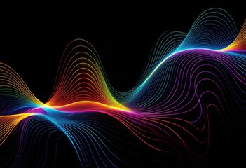 Wall Mural - Close-up of colored light waves on a black background