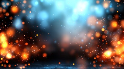 Wall Mural - Abstract stage, fire sparks, vibrant lights, bokeh effect