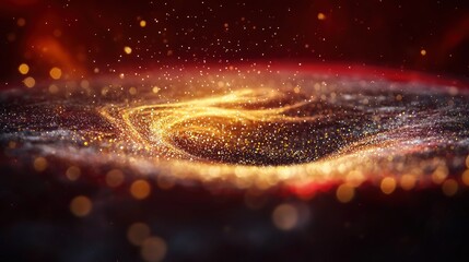 Wall Mural - abstract swirling golden vortex, deep space background, digital art, cosmic energy