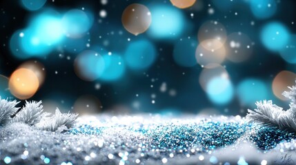 Canvas Print - Sparkling snowy Christmas background with bokeh lights