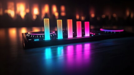 Canvas Print - Neon DJ controller, nightclub, illuminated sound, nightlife scene