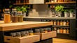 © Designs to Display - A well-organized kitchen with pull-out drawer storage for spices