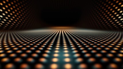 Wall Mural - abstract digital tunnel, golden lights, perspective, stage