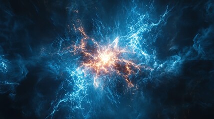 Wall Mural - explosion with futuristic energy bursts and glowing plasma, fully isolated