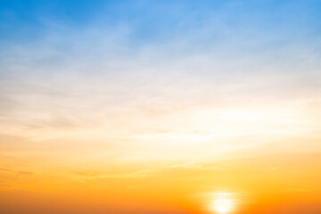 Wall Mural - beautiful , luxury soft gradient orange gold clouds and sunlight on the blue sky perfect for the bac