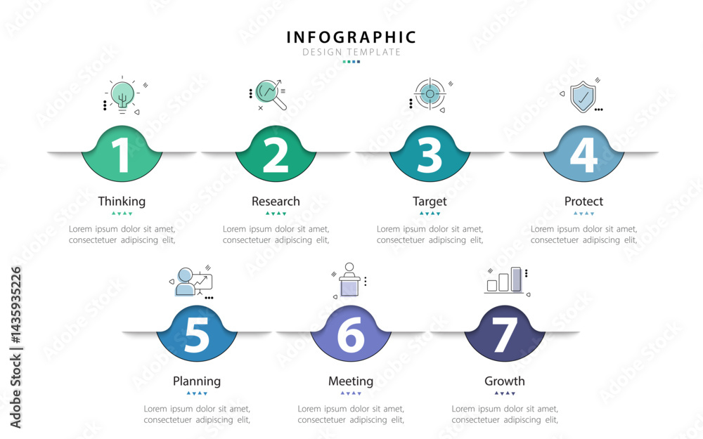 Timeline Creator infographic template. 7 Step timeline journey ...