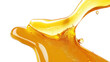 © kageyama - close-up view of a viscous. golden liquid that appears to be flowing or splashing. highlighting its smooth texture and glossy surface the background is plain white. emphasizing the liquid's color and