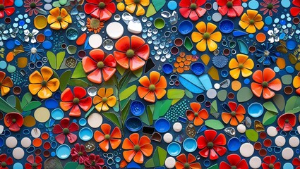 Petunia recycled material mosaic abstract design pattern artwork