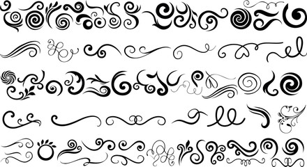 Wall Mural - swirl, flourish, and decorative ornament elements vector illustration. perfect for invitations, logo