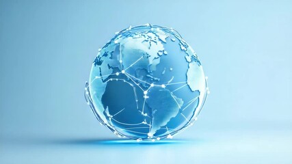 Wall Mural - abstract glowing globe with light connections representing global communication and technology in bl