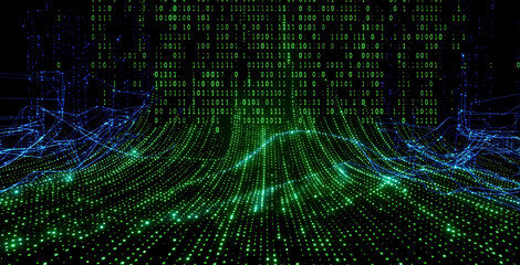 abstract data stream visualization with binary code