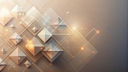 Wall Mural - abstract geometric shapes with golden accents and luminous lines intertwined on a neutral background