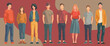 © HANIF - Diverse group of young people wearing stylish casual clothes, Young man character design man posing in casual stylish outfits flat design illustration set.