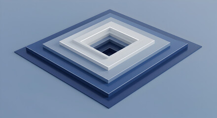 Abstract Composition Featuring Layered Squares in Various Blue Tones