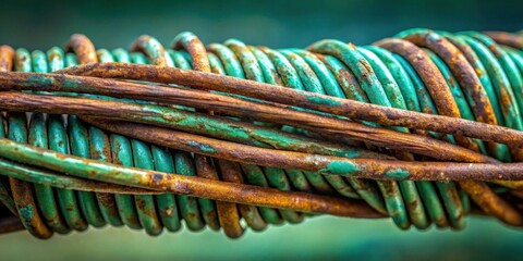 Aufkleber - Intricate Coil of Rusted and Patinated Wire, Showing Layers of Time and Corrosion