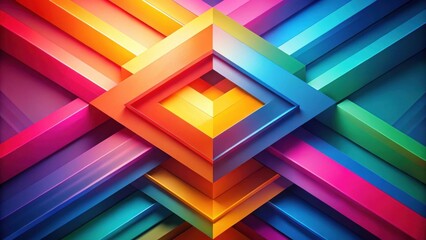 Aufkleber - Vibrant Abstract Composition Featuring Interlocking Geometric Shapes in a Spectrum of Bold Hues