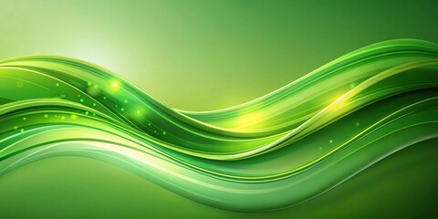 Leinwandbilder - Abstract Green Wave Background Design with Bright Glowing Lines and Smooth Curves