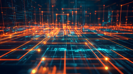 dynamic data flow visualization digital space abstract graphic glowing lines futuristic perspective 