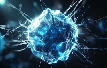 Wall Mural - generative ai presents a captivating display of blue light streaks and particles set against a dark 