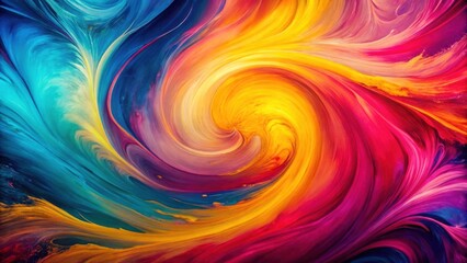 Poster - Abstract Swirling Vibrant Hues A Dynamic Composition of Colorful Paint Strokes Creating a Mesmerizing Visual Experience