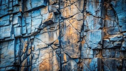Aufkleber - A Dramatic Study of Deeply Textured and Cracked Stone Surface with Varied Hues of Blue and Ochre