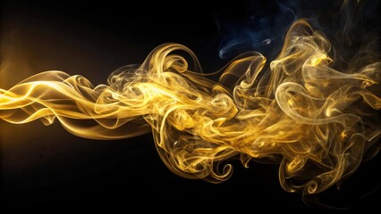 Leinwandbilder - Abstract Golden Smoke Swirls Against Dark Background An Elegant Visual Representation of Ephemeral Beauty and Dynamic Movement