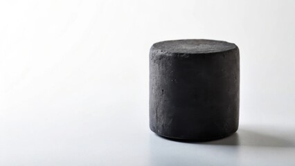 Poster - A Dark Grey Cylindrical Object on a Plain White Background Simple Product Photography
