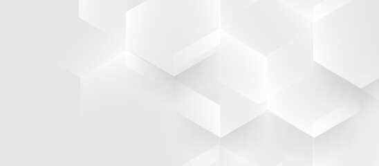 Fototapete - White Abstract 3D Hexagon Background with Soft Shadows