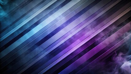 Leinwandbilder - Abstract Diagonal Stripes with Smoky Haze Background Featuring Vibrant Purple and Blue Hues