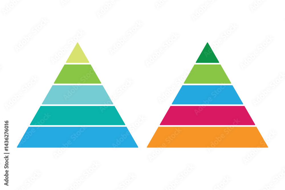 Pyramid infographic set. Colorful triangular pyramid icon vector ...