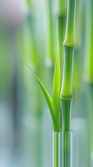 Poster - Lush green stems elegantly arranged in glass vases amid soft, diffused light