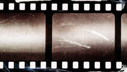 Aufkleber - vintage distressed film strip texture with scratches and grain for retro web design print media backgrounds and branding projects

