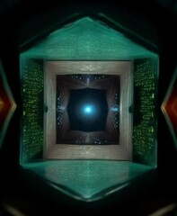 Wall Mural - abstract technology background with binary code, black hole video | stunning space footage of cosmic